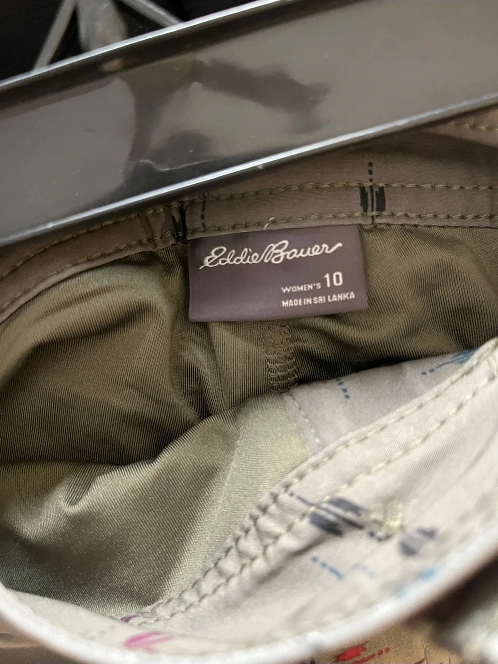 Eddie Bauer Olive Green Mini Skort with Navy and Red Motif